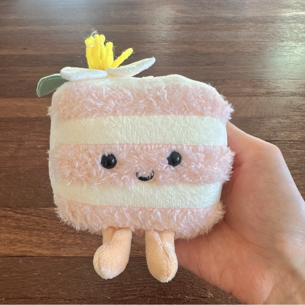 Pink Cake Slice Plush Keychain Kawaii Dessert Plush Bag Charm Cute Gift New